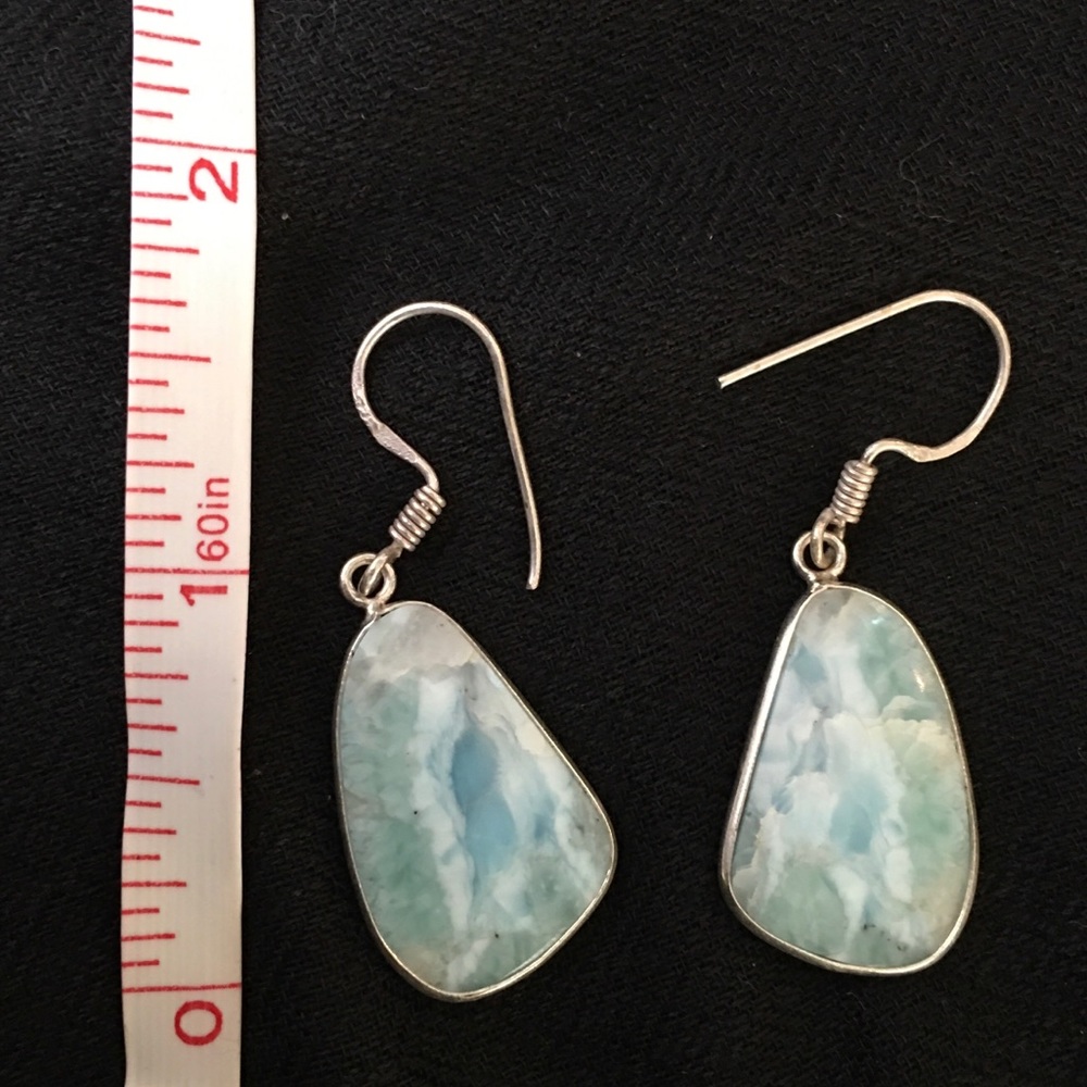 Silver earrings with Larimar colored stone
